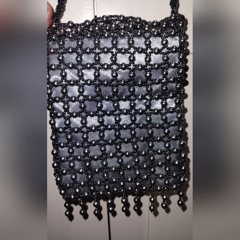 Georgio Beverly Hills Elegant Gray Beaded Women's Bag